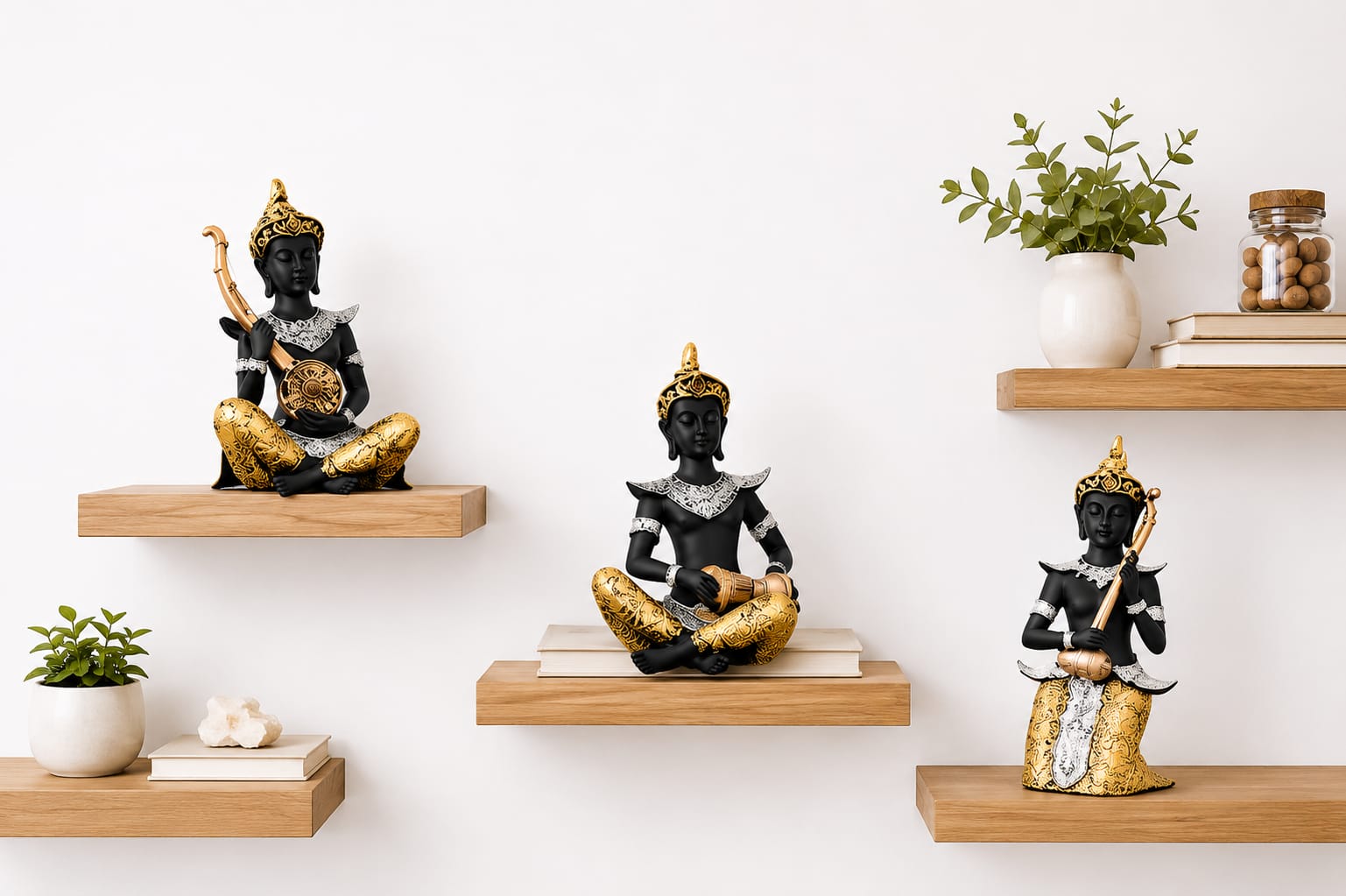 Art Mandir Set of 3 Meditating Musician Figurines-SKU-SR1001