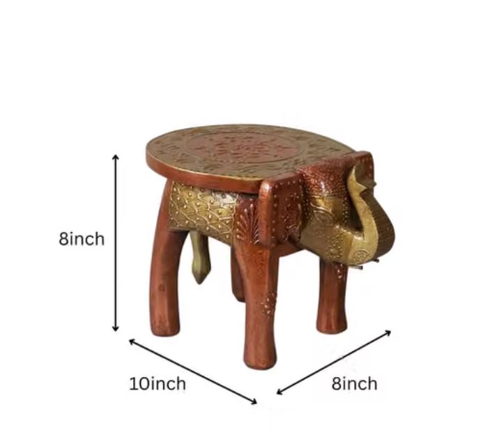 wooden hand painted elephant stool decorative stool-SKU-SR-1008