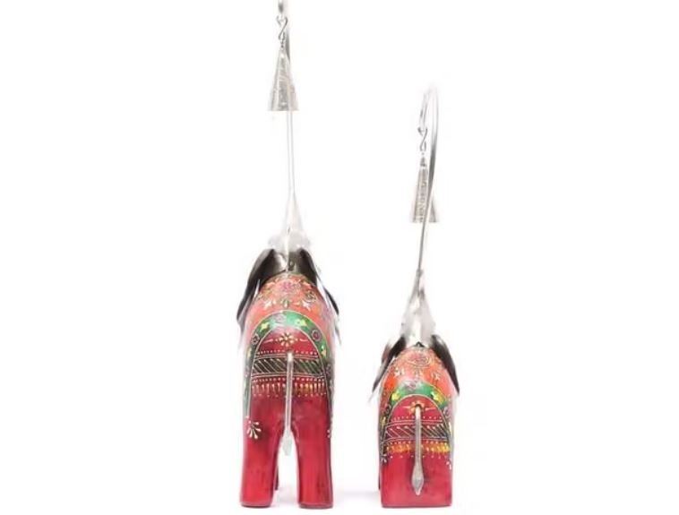 JODHPUR CRAFTS Elephant Figurine with Bell – Wooden & Metal-SKU-SR-1009