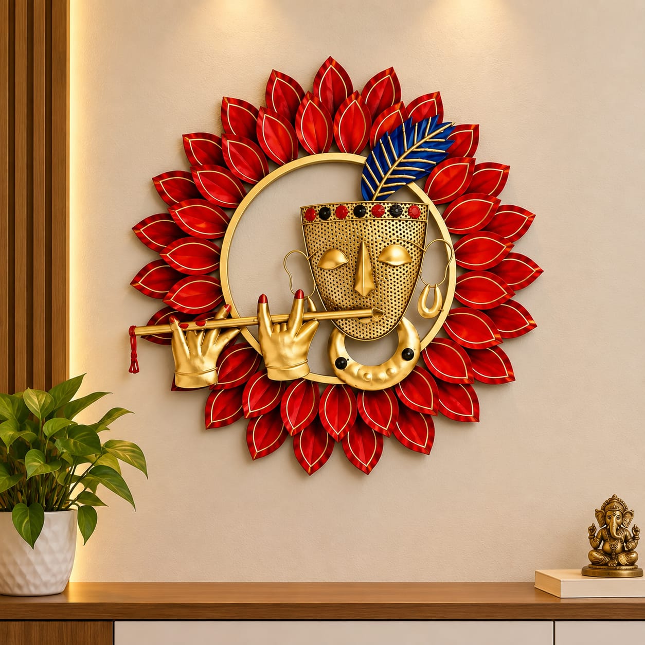 Handcrafted Metal Sun Face Wall Decor-SKU-SR-1006